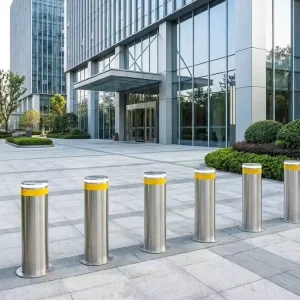 Smart Parking Lot Rising Bollard with App Control 304 Stainless Steel Automatic Post for Driveway LED Indicator Included