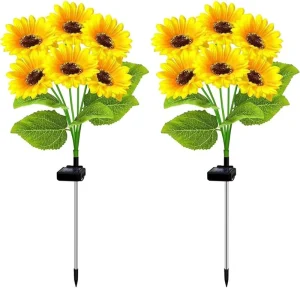 Solar 6-Light Sunflower Garden Light Outdoor Waterproof for Yard Flower Bed Patio Porch
