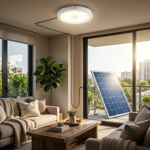 Solar ABS Ceiling Lamp IP65 Waterproof LED Remote Control Indoor Outdoor Balcony Garage