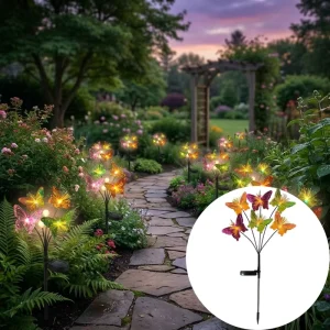 Solar Butterfly LED String Lights Outdoor Waterproof Garden Decorative Fairy Lights for Party Holiday Home Path Lawn Ornament