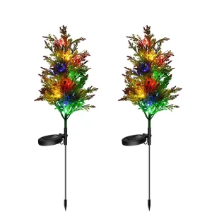 Solar Cedar Lights Garden Light Flowers Outdoor Waterproof for Back Yard Flower Bed Patio Porch Spring Decoration