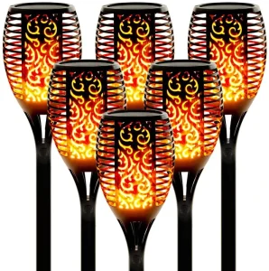 Solar Flame LED Amber Torch Lamp European Style Outdoor IP67 Rated Garden Terrace Light Scenic Decorative for Exterior