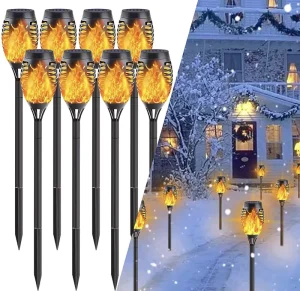 Solar Flame LED Pathway Ground Light Waterproof Outdoor Christmas Decoration