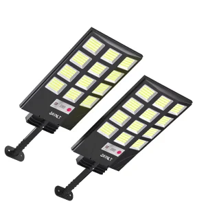 Solar Flood Security Light Motion Sensor Dusk to Dawn & Remote Control 6500K IP67 LED 2 Pack for Yard Garden & Shop