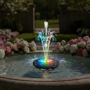 Solar Fountain With Light Floating Pond Pump Bird Bath Garden Outdoor Patio Backyard Pool Fish Tank Decorative Waterfall