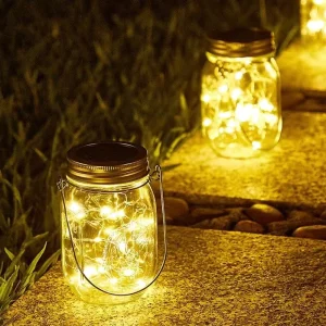Solar Garden Lamps Bottle Hanging Glass Jar Lawn Wall Lamps