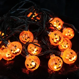 Solar Halloween LED String Lights Jack-o’-Lantern Spider Bat IP44 Waterproof 2700K Warm White 3m Outdoor Garden Yard