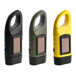 Solar Hand-Crank Rechargeable LED Flashlight and Emergency Camping Lamp for Hiking