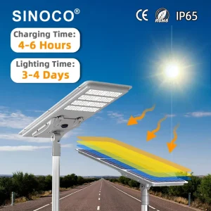 Solar IP65 Rated Aluminum LED Street Light with DC Power Supply for Road and Garden Use RoHS Certified