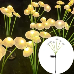 Solar Jellyfish Mushroom Lawn Light Outdoor Garden Landscape Light Pathway Stake Lamp Festival Decor for Wedding Party Christmas