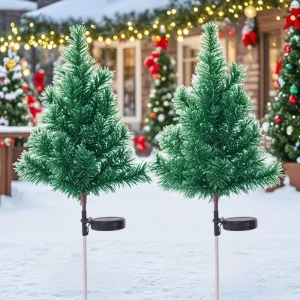 Solar LED Christmas Tree Outdoor Decoration Waterproof IP65 70cm Garden Light Ground Stake Light Battery Included Dimmable
