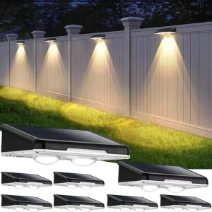 Solar LED Fence Lights Outdoor 3 Colors RGB IP65 Waterproof CE Certified 2-Year Warranty Rechargeable High Brightness Garden