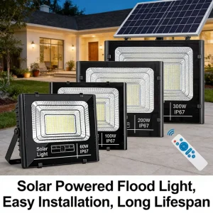 Solar LED Flood Light IP67 Waterproof ABS Material 6000K 120 Beam Angle 60-300W 2-Year Warranty Ra80 CE ROHS
