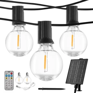 Solar LED Outdoor E12 G40 Plastic Bulb Warm White Garden Fairy Patio String Lights Wedding Party Decoration
