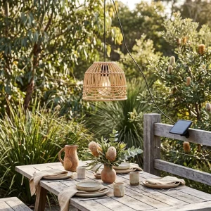 Solar LED Rattan Single Pendant Light (Split Design IP65 Rated) PT0913
