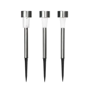 Solar LED Stainless Steel Outdoor Garden Path Lamp with Ground Stake for Courtyard Landscape