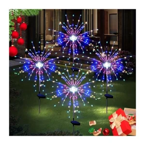 Solar Light Outdoor Garden RGB Colorful Lawn Lights Wedding Decorate Solar Ground Inserted Firework Light for Decoration