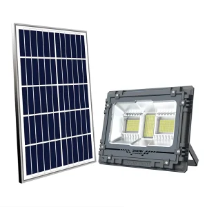 Solar Outdoor Aluminum Alloy LED Floodlight IP65 Waterproof with 95 Beam Angle 6000K Daylight Remote Light Control for Road Use