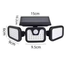 Solar Outdoor Lights Remote Control 3 Heads Motion Sensor Lights IP65 Waterproof 270 Wide Angle Flood Wall Lights with 3 Modes