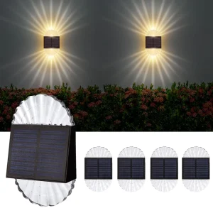 Solar Outdoor Wall Light IP44 Waterproof Dusk to Dawn, LED Garden Lamp for Porch Fence Pathway Driveway Yard Stair Decor