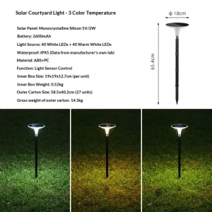 Solar Pathway Lights 3 Color Modes Landscape Lighting IP65 Waterproof Modern Walkway Lights for Garden Yard Driveway