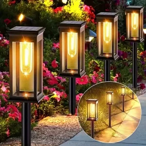 Solar Pathway Lights Outdoor Bright Path Lights Waterproof Solar Powered Lights for Driveway Lawn Patio Sidewalk Yard