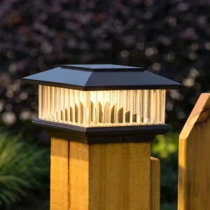 Solar Plastic Fence Post Cap Light with LED for Garden Landscape Decoration 4 In. X 4 In. Actual Size 3.5 In. X 3.5 In.
