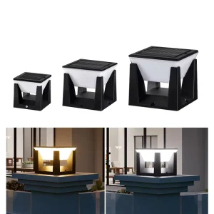 Solar Post Light, Modern LED Fence Deck Cap Lamp, IP65 Waterproof Landscape Column Light