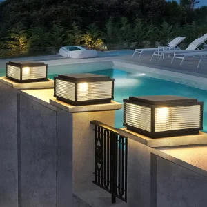 Solar Post top Aluminum IP55 Waterproof LED Outdoor Courtyard Lamp Villa Garden Entrance Gate Minimalist Modern Pillar Light