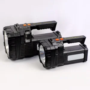 Solar-Powered ABS Portable Spotlight Outdoor Camping LED Multi-Function Flashlight Wide-Beam Handheld Light