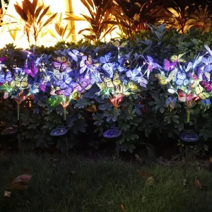 Solar Powered Butterfly Flower Lamp IP65 LED Outdoor Garden Ground Plug Decorative Landscape Light
