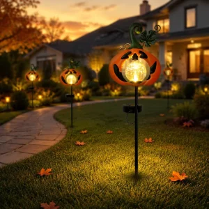 Solar Powered Courtyard Garden Projection Lamp Outdoor Pumpkin Lawn Ground Plug-in Lamp