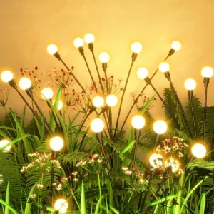 Solar Powered IP44 Waterproof LED Firefly Starburst Swaying Garden Lights 50000 Hours Lifespan ABS Material Outdoor Use 8pcs Led