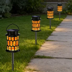 Solar Powered IP65 Flame Shape Palace Lantern LED Outdoor Garden Path and Courtyard Lighting