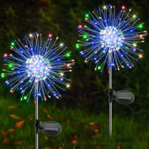 Solar Powered LED Dandelion Lawn Lamp IP65 Waterproof Outdoor Fairy Lights Garden Decoration Patio Firework Design