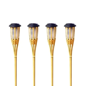 Solar Powered LED Garden Light IP66 Waterproof Bamboo Outdoor Lawn Ground Insert Flame Light