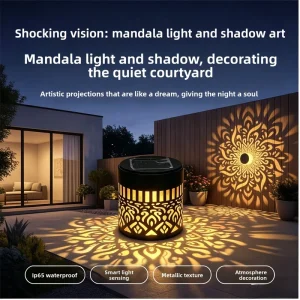 Solar-Powered LED Outdoor Wall Lamp Mandala Ironwork Waterproof Courtyard Landscape Lawn Lighting