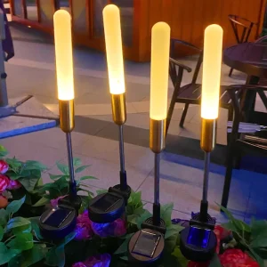 Solar Powered Outdoor Landscape Lighting Plastic and Stainless Steel IP65 Waterproof LED Pathway and Garden Light