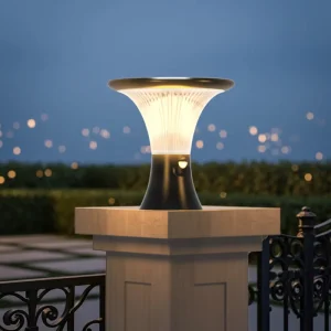 Solar-Powered Outdoor PIR Remote-Control LED Pillar Light IP65 for Garden Courtyard Park