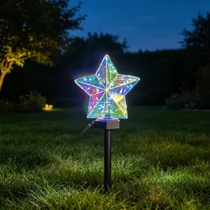 Solar Powered Star Stake Light Iridescent Garden Stake LED Light for Outdoor Patio and Yard Lighting