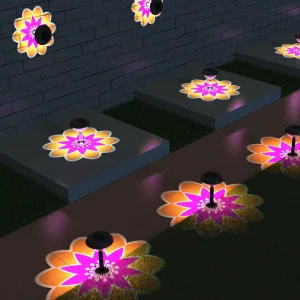 Solar Projection Lights Outdoor Waterproof Decoration Lawn Pathway Landscape Led Flower Lamp For Garden