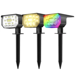 Solar Street Light Outdoor Waterproof Permanent Lighting Solar Power Path Floor Lamp Wall Lights Home Garden IP65 RGB LED