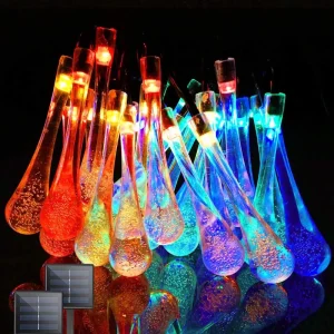 Solar String Lights Waterproof LED Teardrop Bubble Garden Decoration Light