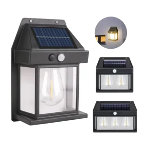 Solar Wall Lights Outdoor Waterproof Motion Sensor Lights with 3 Modes LED Wall Mount Sconces for Patio Fence Yard Garage