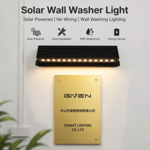 Solar Wall Washer Lamp with Light, Motion, and Time Sensors, 6000K Daylight White