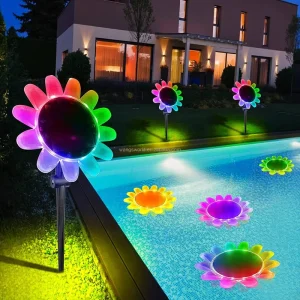 Solar Waterproof LED Floor Lawn Lamp For Garden Swimming Pool & Courtyard Outdoor Decoration Villa Pool Hotel Landscape