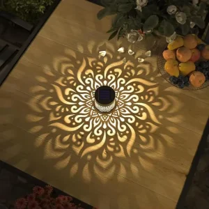 Solar powered Outdoor Wall Lamp Waterproof Spotlight Effect Mandala Pattern Sensor Courtyard Light Iron Art Solar Lantern Light