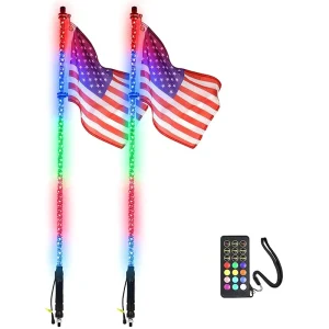 Spiral RGB LED Whip Light for UTV ATV RF Wireless Remote Control Waterproof LED Lighted Whip for RZR Can Am Polaris SxS 4×4