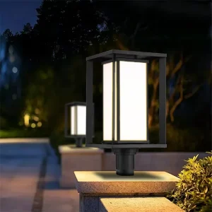 Square Frame LED Aluminum Pillar Light, IP44 Waterproof Outdoor Garden Sconce