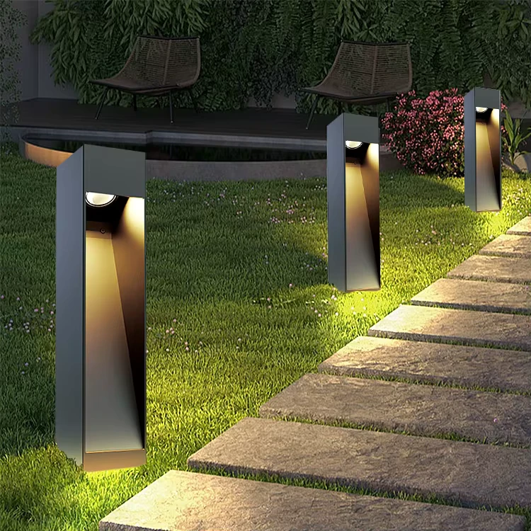 Square IP65 Waterproof Low Voltage Outdoor LED Lawn Light Aluminum Garden Bollard Lamp for Pathway Lighting